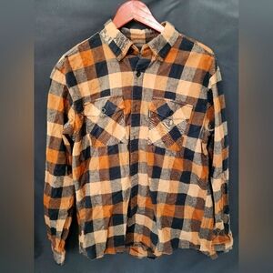 Men's Plaid Shirt Button-down Indian Motorcycle Large